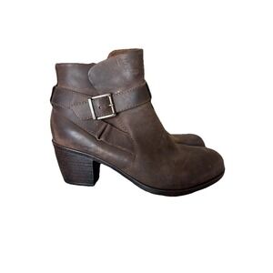 Born BOC Womens Shea Boot 9.5‎ M Leather Moto Bootie Block Heel Buckle Comfy